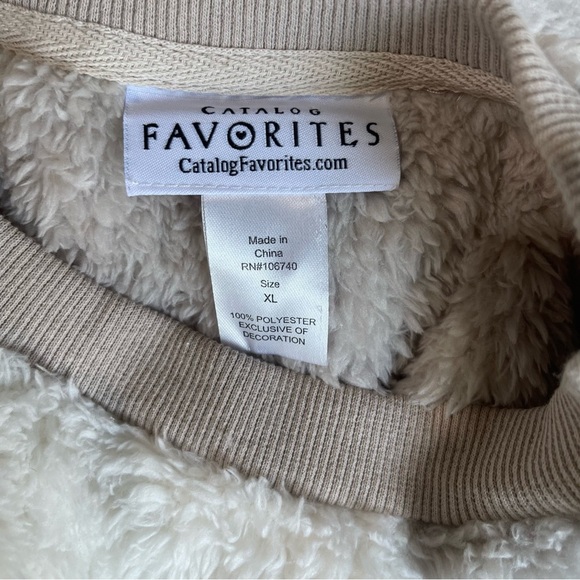 Cozy Cat Face Sweater - Cream and Tan - Picture 4 of 4